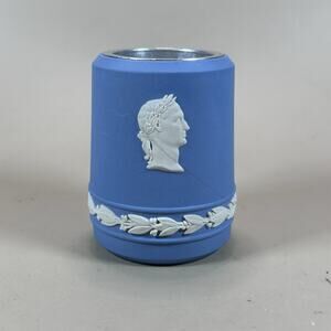Vintage Wedgwood Jasperware Table Lighter Holder England Julius Caesar Blue